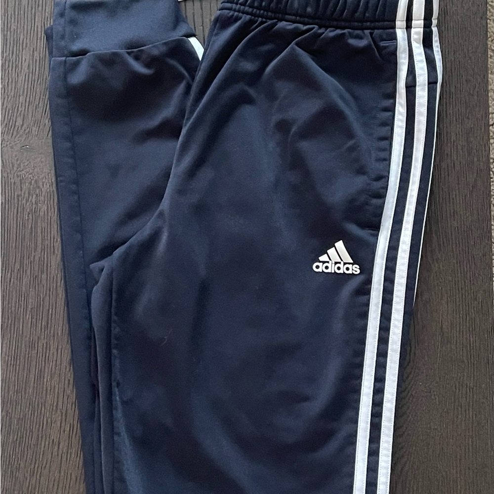 Adidas Big Boys Navy Joggers with White Stripes